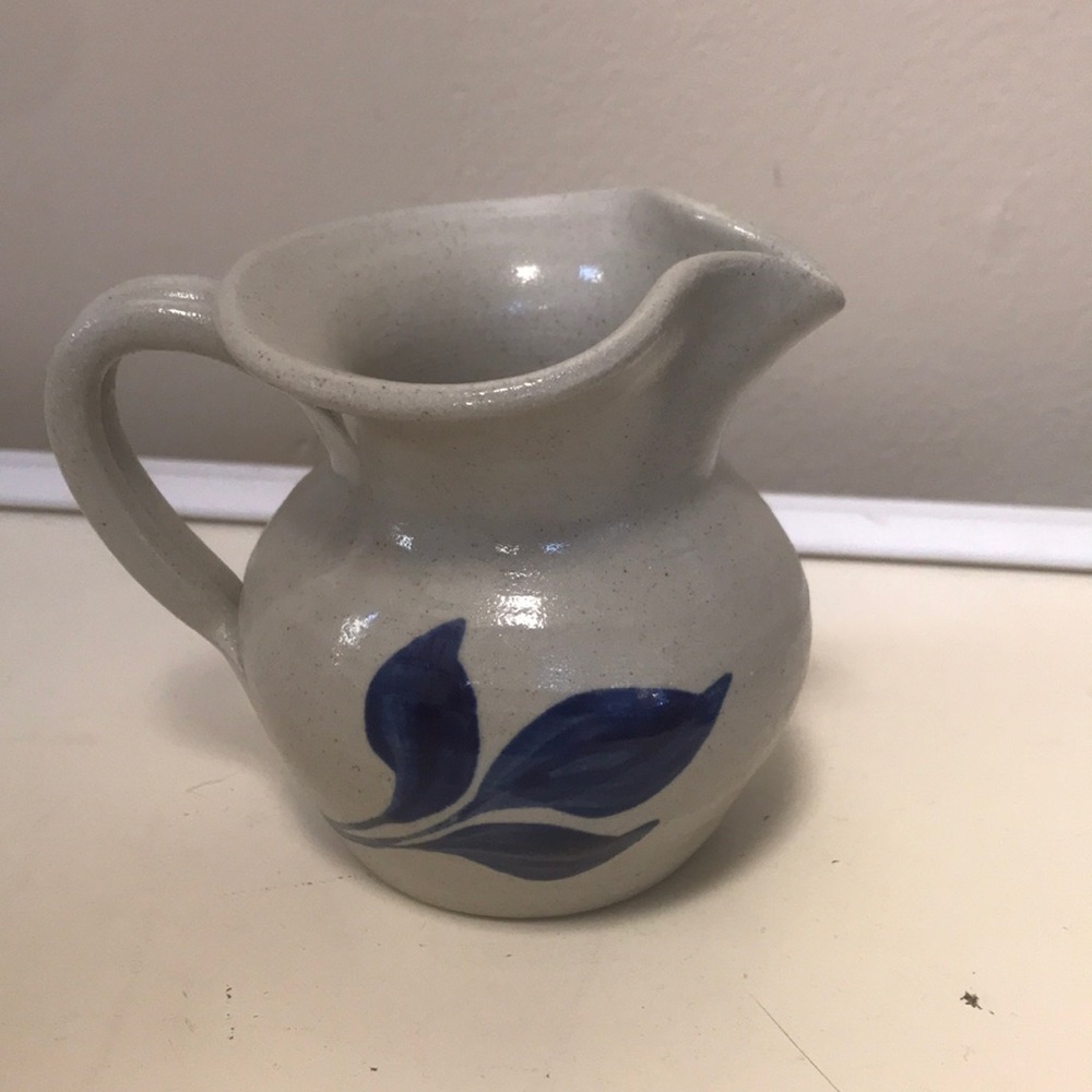 Williamsburg Pottery Blue Salt Glaze Small Pitcher 3-1/4”